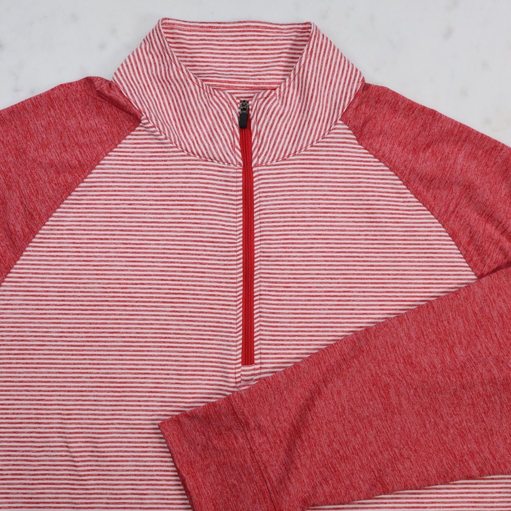 Onward Reserve Performance Mens Medium Red Striped Quarter Zip Pullover